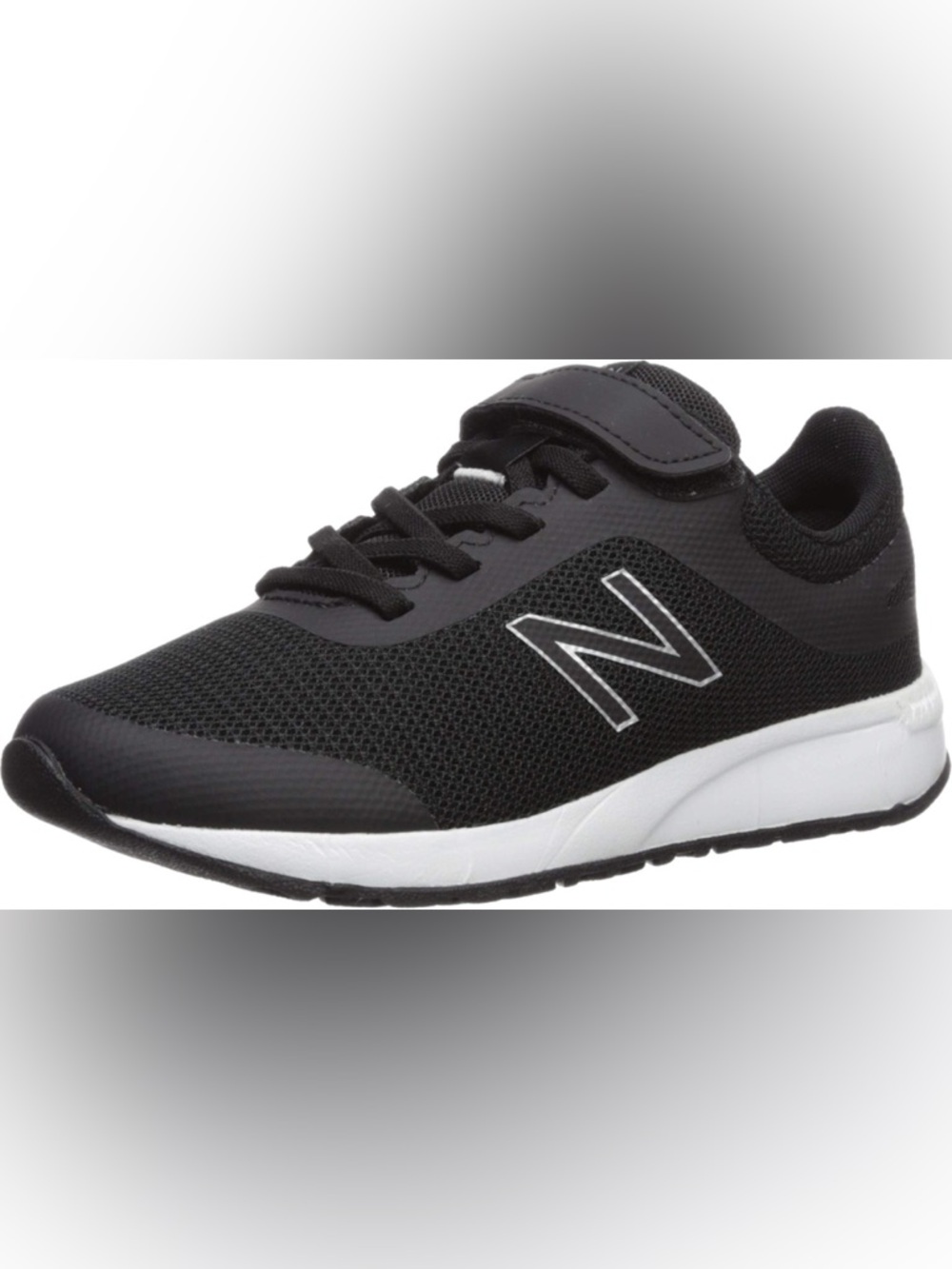 New Balance Kids Black and White Athletic Sneakers with Hook-and-Loop Strap